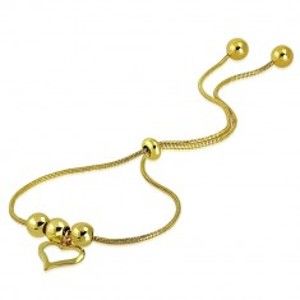 Šperky eshop - Náramok z ocele v zlatom odtieni - kontúra nepravidelného srdca, guličky SP46.13