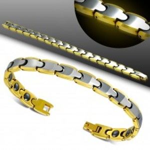 Šperky eshop - Náramok z volfrámu, hladké dvojfarebné články - Y, magnetické guličky AA20.29