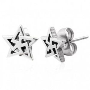 Šperky eshop - Náušnice, oceľ 316L, obrys hviezdy - trojuholníky, strieborný odtieň SP92.13