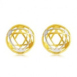 Šperky eshop - Náušnice v 14K zlate - kruh s tenkými obrysmi trojuholníkov GG20.26