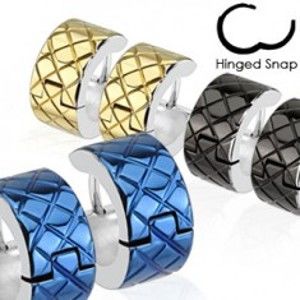 Šperky eshop - Náušnice z chirurgickej ocele - farebné kruhy s lemom striebornej farby X44.13 - Farba: Modrá