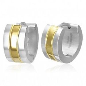 Šperky eshop - Náušnice z chirurgickej ocele - krúžky dvoch farieb - strieborná a zlatá SP40.02