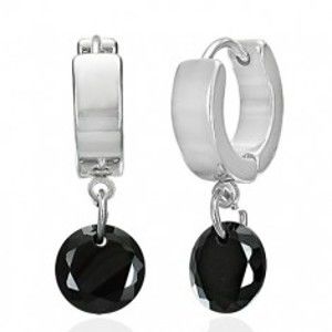 Šperky eshop - Náušnice z chirurgickej ocele, visiaci zirkónový kužeľ čiernej farby SP42.05