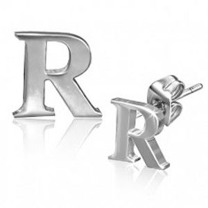 Šperky eshop - Náušnice z ocele - tlačené lesklé písmeno R AA12.19