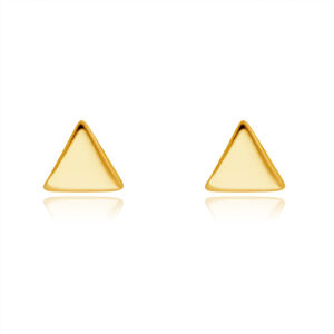 Náušnice zo žltého 14K zlata - lesklé zahnuté rovnostranné trojuholníky