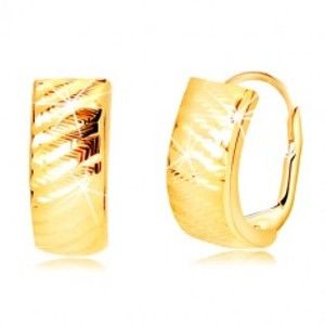 Šperky eshop - Náušnice zo žltého zlata 585 - oblúky so šikmými zárezmi, dámsky patent GG218.39