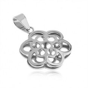 Šperky eshop - Obojstranný prívesok z ocele, kontúra kvetov, strieborná farba SP40.12