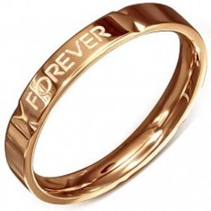 Šperky eshop - Obrúčka ružovozlatej farby - oceľová, "Forever Love" BB3.18 - Veľkosť: 49 mm