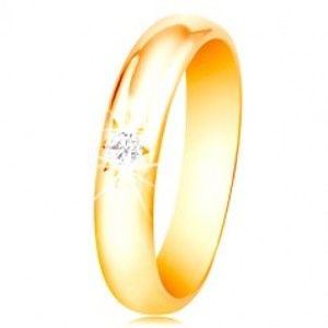 Šperky eshop - Obrúčka v žltom 14K zlate so zaobleným povrchom, hviezdičkou a čírym zirkónom GG216.01/07 - Veľkosť: 60 mm
