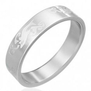 Šperky eshop - Obrúčka z ocele - gravírovaný žralok vo vlnách B4.05 - Veľkosť: 59 mm
