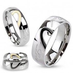 Šperky eshop - Obrúčka z ocele, kontúra srdca, gravírovaný nápis Real Love K1.9 - Veľkosť: 55 mm