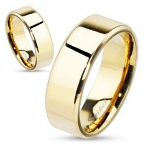 Šperky eshop - Obrúčka z ocele v zlatej farbe so skosenými hranami, 8 mm L2.03 - Veľkosť: 59 mm