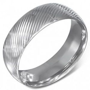 Šperky eshop - Oceľová obrúčka striebornej farby so šikmými zárezmi  BB3.6 - Veľkosť: 67 mm