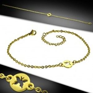 Šperky eshop - Oceľový náramok v zlatom farebnom prevedení - krúžok s výrezom motýľa AC23.28
