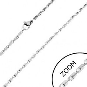 Šperky eshop - Oceľová retiazka v striebornom odtieni - lesklé skosené hranoly, 2 mm Z27.05