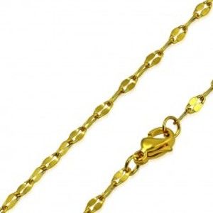 Šperky eshop - Oceľová retiazka v zlatom farebnom odtieni - oválne očká s rozšírenými okrajmi S34.10