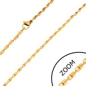 Šperky eshop - Oceľová retiazka zlatej farby - lesklé skosené hranaté články, 2 mm Z27.08