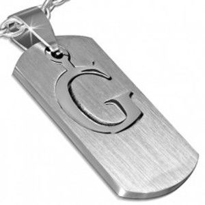 Šperky eshop - Oceľová známka - lesklé písmeno "G", vyberateľný stred AC13.13