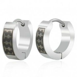 Šperky eshop - Oceľové náušnice krúžky s čiernymi esíčkami M9.27