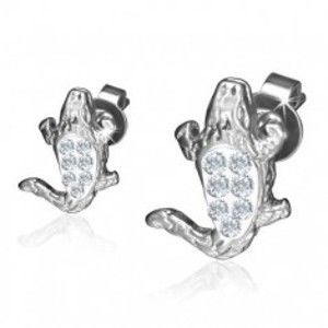 Šperky eshop - Oceľové náušnice, lesklý zirkónový krokodíl S33.11
