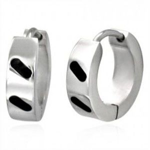 Šperky eshop - Oceľové náušničky - lesklé krúžky s diagonálnymi čiarkami R20.10