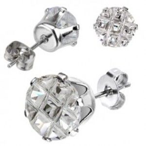 Šperky eshop - Oceľové náušničky - okrúhly brúsený zirkón, puzetka Y55.6 - Veľkosť zirkónu: 6 mm