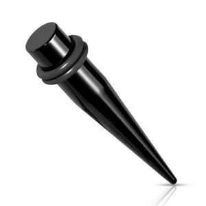 Oceľový 316L expander do ucha - čierna farba, dve gumičky, PVD úprava - Hrúbka: 2 mm
