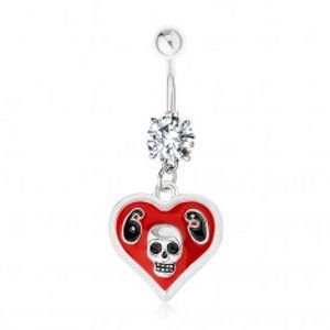 Šperky eshop - Oceľový 316L piercing do brucha, srdce, glazúra, lebka, číslica 69 SP84.20