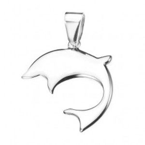 Šperky eshop - Oceľový delfín - lesklý prívesok R23.5