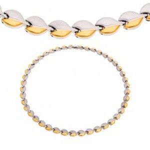 Šperky eshop - Oceľový náhrdelník s magnetmi, oblé články striebornej a zlatej farby Z47.19
