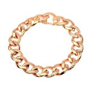 Šperky eshop - Oceľový náramok - hrubá reťaz zdobená hadím vzorom, medená farba AA35.05
