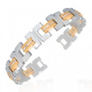 Šperky eshop - Oceľový náramok s gumovými pásikmi, oranžový Y34.7