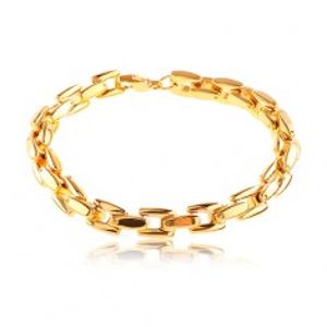 Šperky eshop - Oceľový náramok v zlatom odtieni, lesklá reťaz z hranatých článkov AB10.12