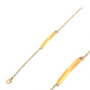 Šperky eshop - Oceľový náramok zlatej farby, známka s lesklými a matnými obdĺžnikmi AA36.16