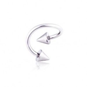 Šperky eshop - Oceľový piercing do obočia twist s hrotmi AC8.13 - Rozmer: 1,6 mm x 12 mm x 5x5 mm