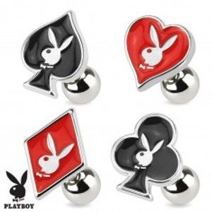 Šperky eshop - Oceľový piercing do tragusu, symboly hracích kariet, Playboy PC09.11/12/14/15 - Symbol: Srdce