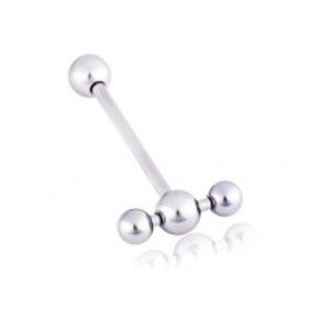 Šperky eshop - Oceľový piercing do ucha - dvojitý barbell X8.6 - Dĺžka piercingu: 14 mm