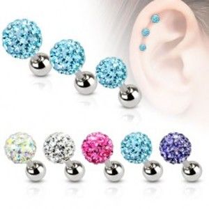 Šperky eshop - Oceľový piercing do ucha, farebná zirkónová gulička, 5 mm S50.15 - Farba zirkónu: Ružová - P
