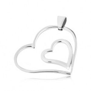 Šperky eshop - Oceľový prívesok - dvojité spojené srdce Y21.16
