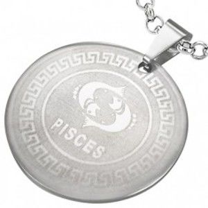 Šperky eshop - Oceľový prívesok - kruh so znamením zverokruhu RYBY S21.10