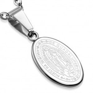 Šperky eshop - Oceľový prívesok - medailón s Pannou z Guadalupe AA28.05