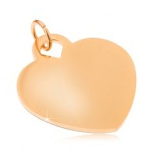 Šperky eshop - Oceľový prívesok - ploché symetrické srdce zlatej farby, zrkladlový lesk S43.06