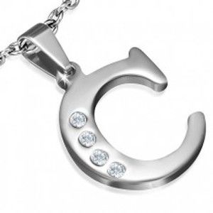 Šperky eshop - Oceľový prívesok - tlačené zirkónové písmeno C AA1.02