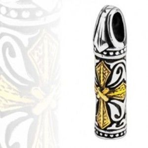Šperky eshop - Oceľový prívesok - trojfarebný valček, kríž G19.26