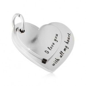 Šperky eshop - Oceľový prívesok - väčšie a menšie srdce s vyznaním lásky S44.22