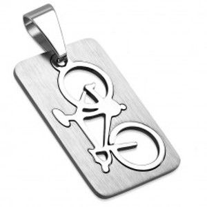 Šperky eshop - Oceľový prívesok - známka, bicykel S57.23
