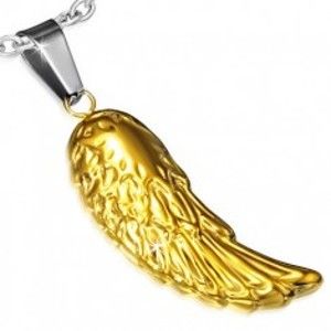 Šperky eshop - Oceľový prívesok, krídlo lesklej zlatej farby S33.24