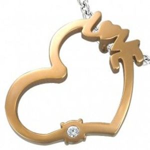 Šperky eshop - Oceľový prívesok medené srdce LOVE G21.03