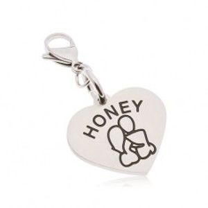 Šperky eshop - Oceľový prívesok na kľúčenku, srdce s nápisom HONEY, zamilovaná dvojica AA43.30