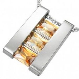 Šperky eshop - Oceľový prívesok rebrík so svetlými kameňmi G21.30